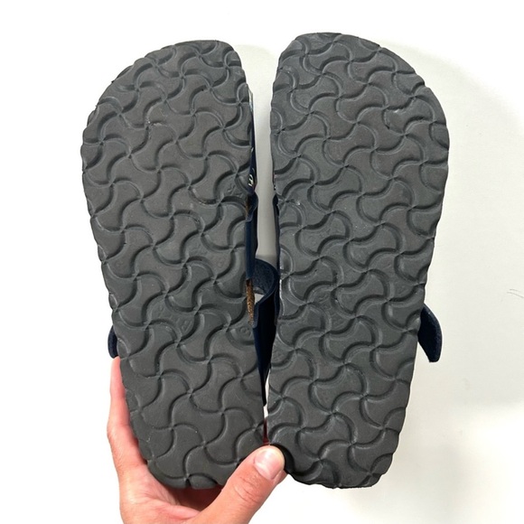 Papillio Birkenstock Pisa Navy Floral Print Leather Strappy Footbed Sandals - Picture 7 of 8